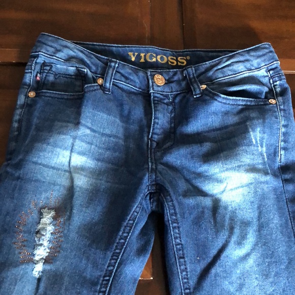 Girls size 12 Viggos Austin ankle skinny blue jeans with adjustable waist band - Picture 6 of 14